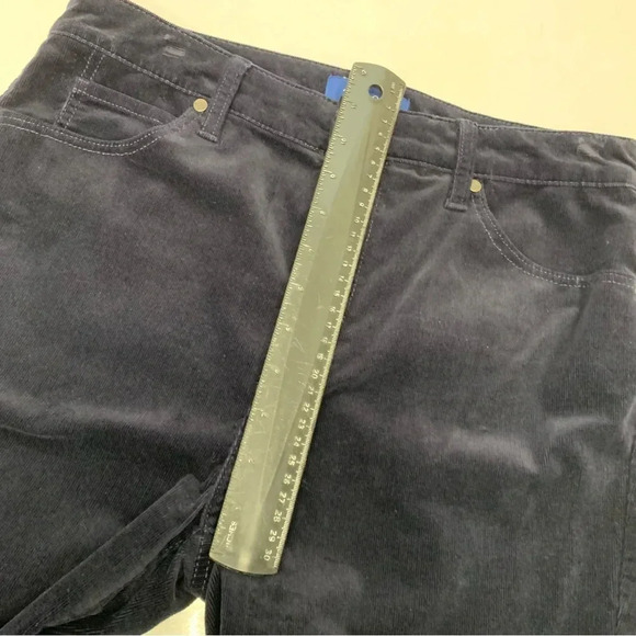 Talbots Corduroy Pants Woman Sz 8  High Waist Straight Leg Blue Pockets Stretch - Picture 11 of 12